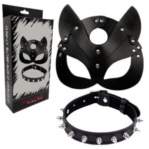 COLLARÍN CON PÚAS DE CUERO Y MASCARA DE GATUBELA EN SEXSHOP OFERTAS COLLARÍN CON PÚAS DE CUERO Y MASCARA DE GATUBELA EN SEXSHOP OFERTAS