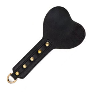 PALETA DE CORAZON NEGRO TACHAS DORADAS EN SEXSHOP LINCE