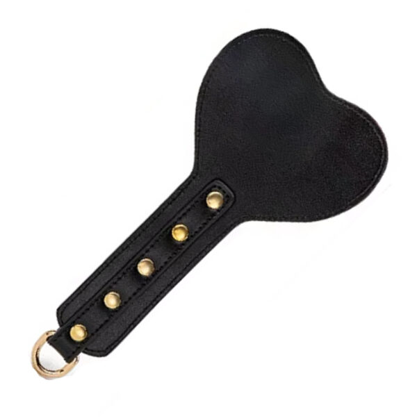 PALETA DE CORAZON NEGRO TACHAS DORADAS EN SEXSHOP LINCE