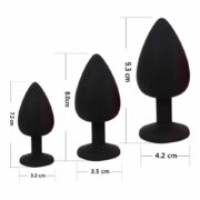 KIT PLUG ANAL DE SILICONA CON BASE DE DIAMANTE DE CORAZON — SEXSHOP OFERTAS