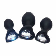 KIT PLUG ANAL DE SILICONA CON BASE DE DIAMANTE DE CORAZON – SEXSHOP OFERTAS